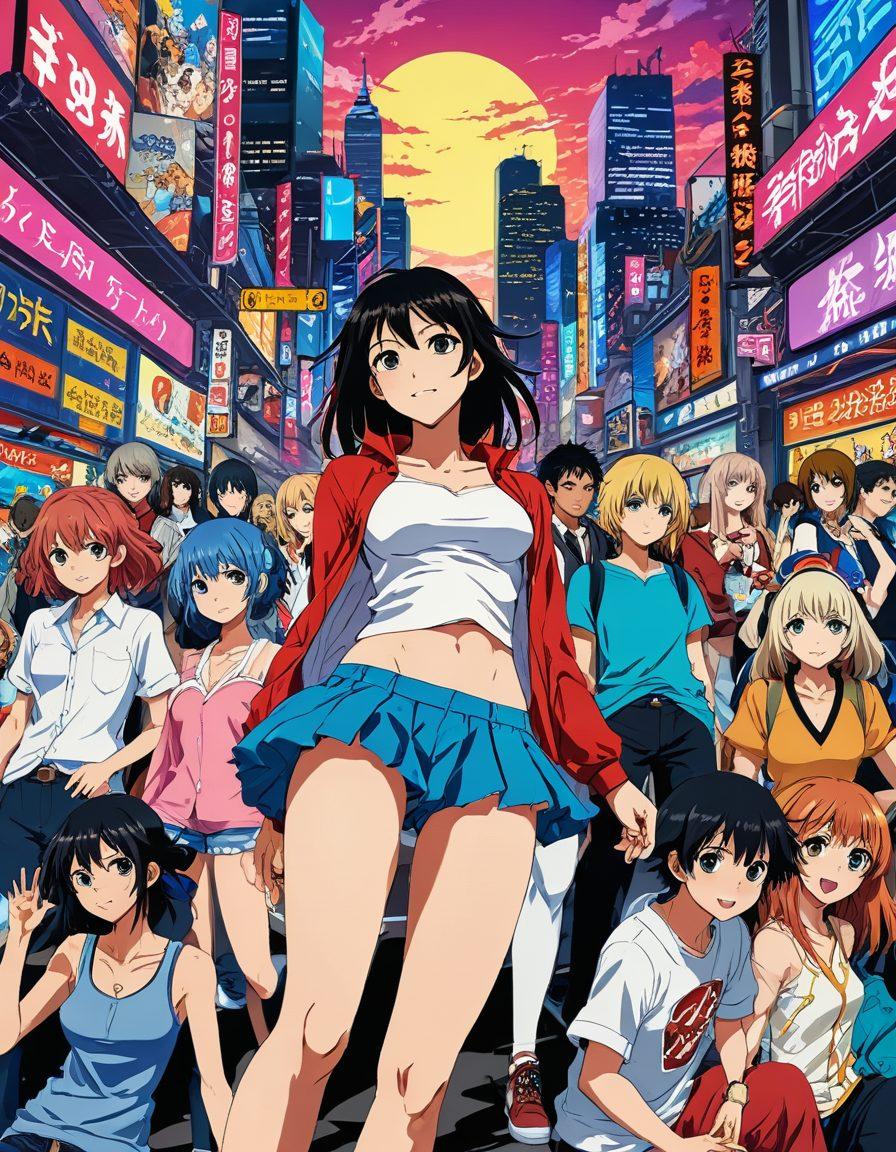 A collage representing the hentai community, featuring vibrant anime-style characters engaging in various activities that showcase cultural elements such as art, music, and social gatherings. Include subtle symbols of digital screens in the background, showcasing both the online and offline aspects of the community. Ensure the color palette is bright and eye-catching, with a mix of fantasy and everyday life elements. anime art style. vibrant colors. detailed backgrounds.